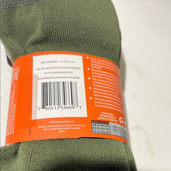 Merrell Men's Brown Hiker Quarter Socks - Picture 3 of 3